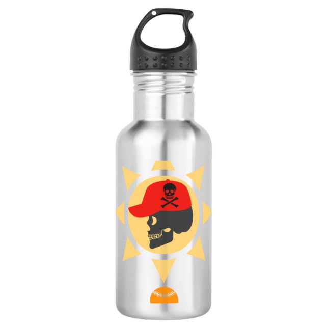 Skull Baseball Stainless Steel Water Bottle (Front)