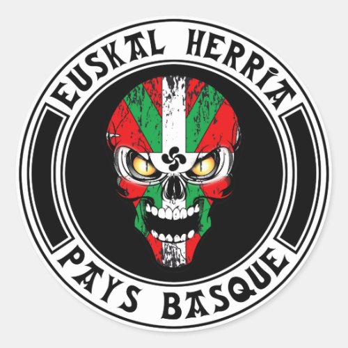 Skull Basque Classic Round Sticker