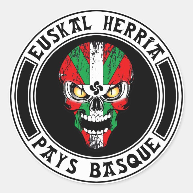Skull Basque Classic Round Sticker (Front)