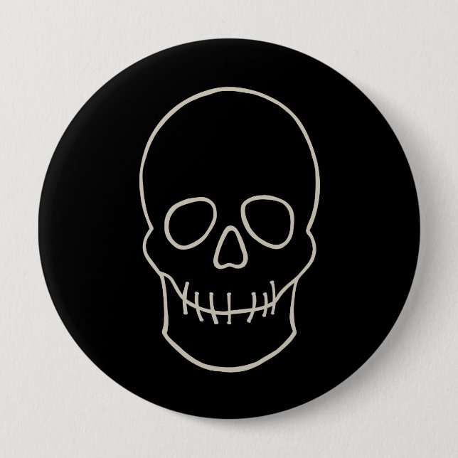 Skull - Bat Black and Bone White Button (Front)