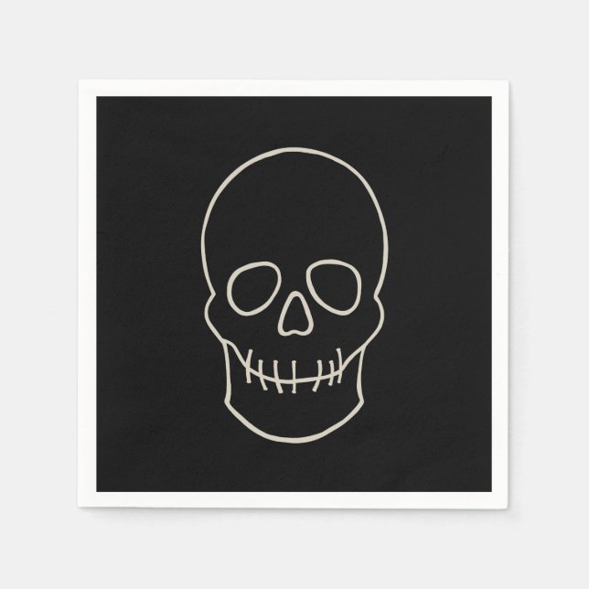 Skull - Bat Black and Bone White Napkins (Front)