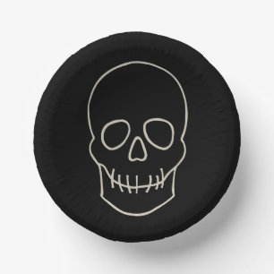Skull - Bat Black and Bone White Paper Bowls