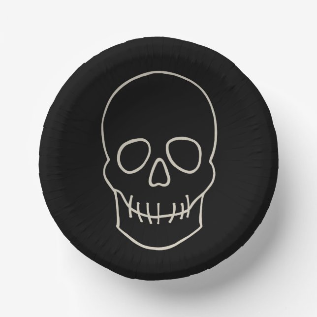 Skull - Bat Black and Bone White Paper Bowls (Front)