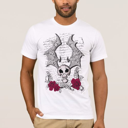 SKULL_BAT ROSES T_Shirt