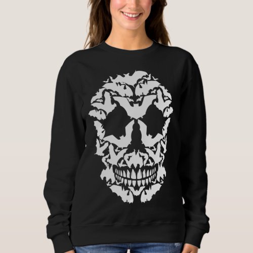 Skull Bat Skeleton Halloween Costume Scary Carniva Sweatshirt