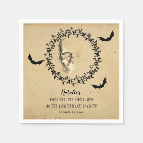 Skull Bats Death to Her 20s Birthday Party   Napkins