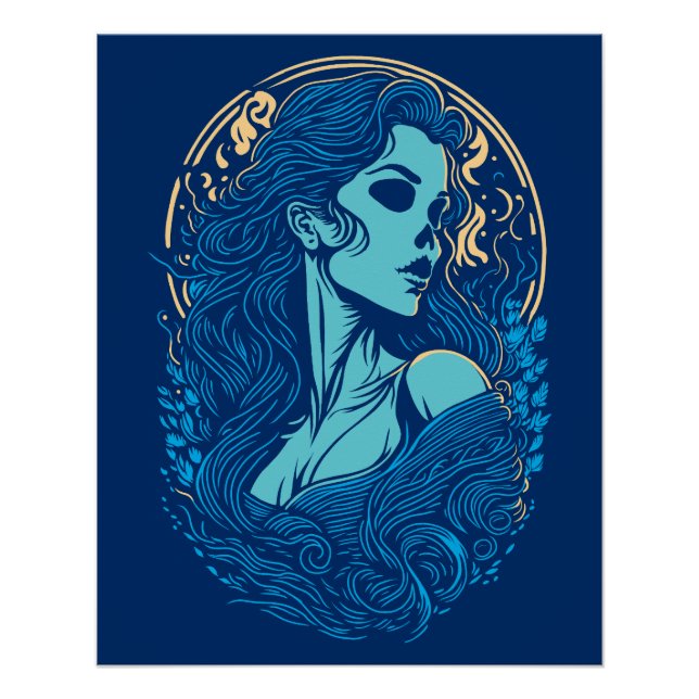Skull Beauty Gothic Female Portrait Poster (Front)