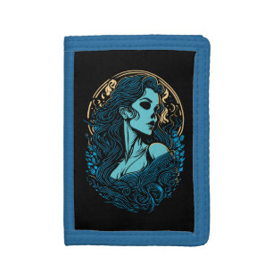 Skull Beauty Gothic Female Portrait Trifold Wallet