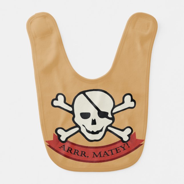 Skull - Biege Baby Bib (Front)