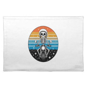 Skull Biker Flame Winged Motorcycle Cloth Placemat