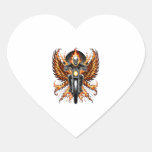 Skull Biker Flame Winged Motorcycle Heart Sticker