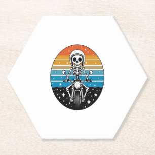 Skull Biker Flame Winged Motorcycle Paper Coaster