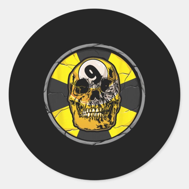 Skull Billiards Snooker Billiard 9 Ll Player Cue S Classic Round Sticker (Front)