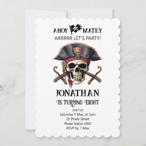 Skull Birthday Party Pirate Invitation