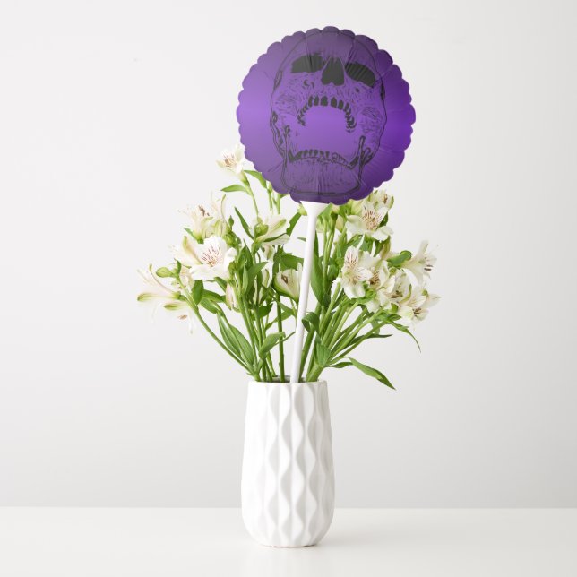 Skull Birthday - Purple Skulls Balloon (Vase)