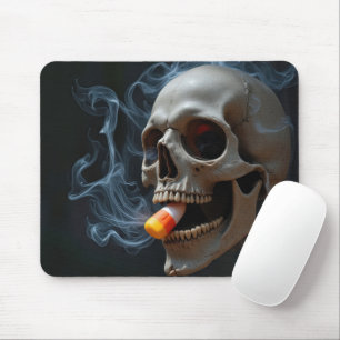 Skull Biting Candy Corn Mouse Pad
