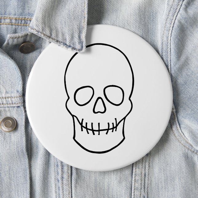 Skull - Black and White Button (In Situ)