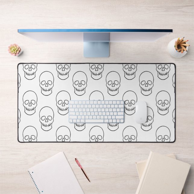 Skull - Black and White Desk Mat (Office 1)