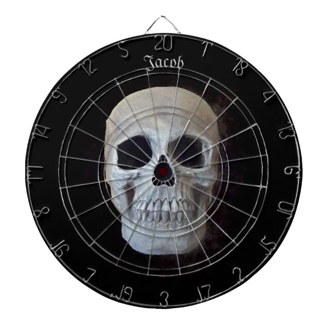 Skull Black And White Gothic Trendy Art Design Dart Board (Front)
