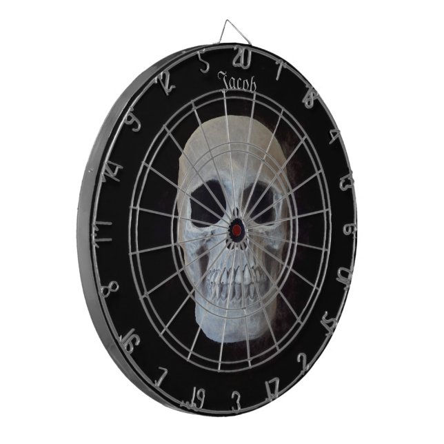 Skull Black And White Gothic Trendy Art Design Dart Board | Zazzle