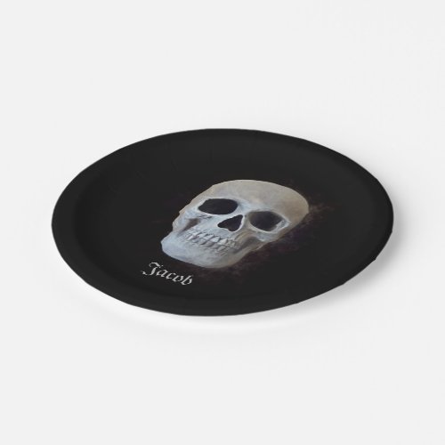 Skull Black And White Gothic Trendy Art Design Paper Plates