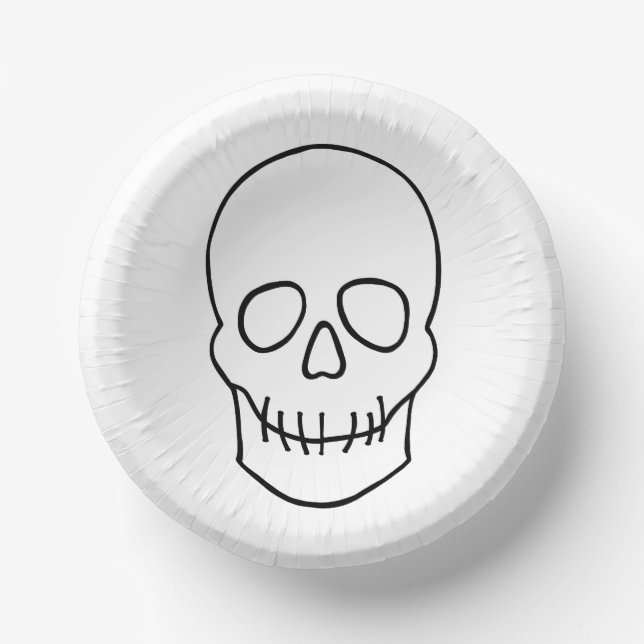 Skull - Black and White Paper Bowls (Front)