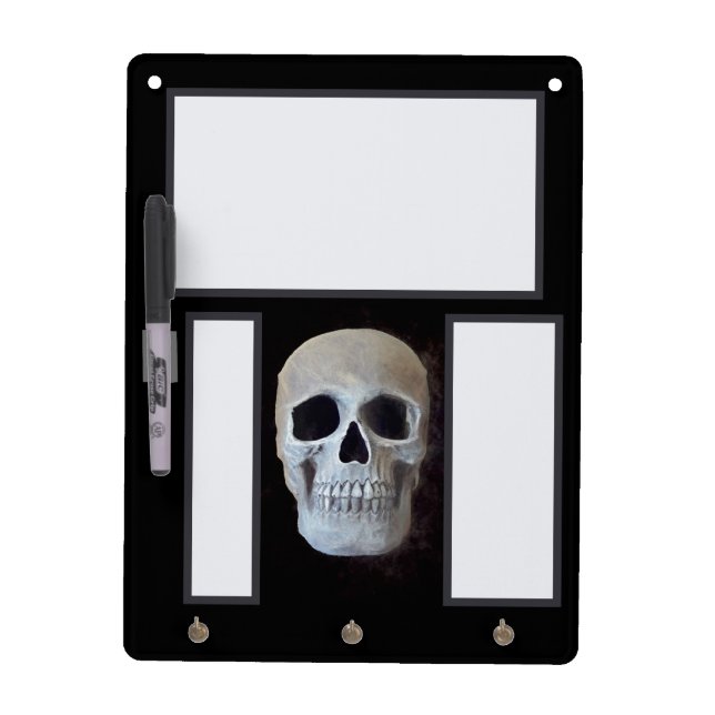 Skull Black And White Spooky Gothic Dry Erase Board (Front)