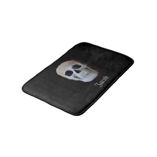 Skull Black And White Trendy Gothic Art Design Bath Mat