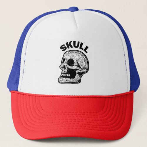 Skull _ Black and White Trucker Hat
