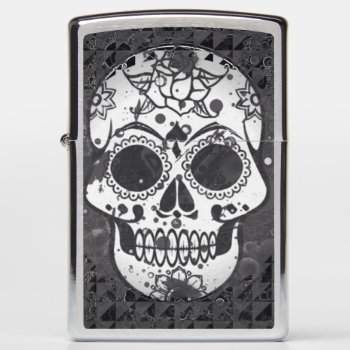Skull  Black And White Zippo Lighter by MehrFarbeImLeben at Zazzle