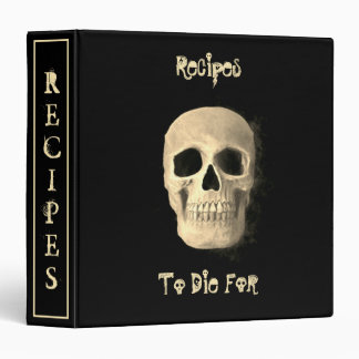 Skull Black Beige Gothic Recipes 3 Ring Binder