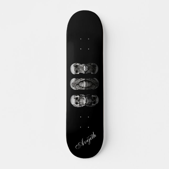 Skull Black blue Modern Custom  Skateboard (Front)