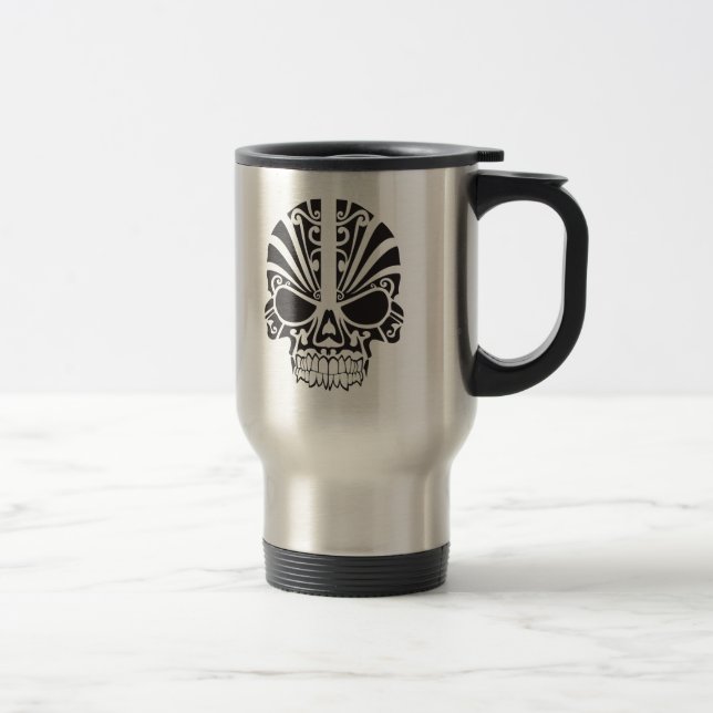 Skull black decorative graphic design travel mug (Right)