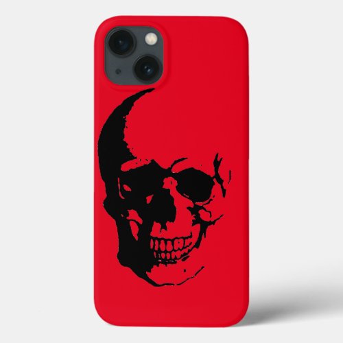 Skull _ Black Red Heavy Metal Rock Fantasy Pop Art iPhone 13 Case