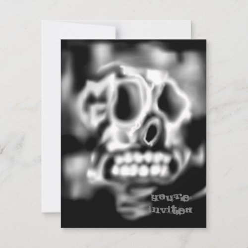 Skull Black white Halloween Party Invitations