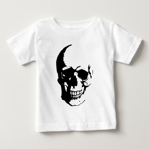 Skull _ Black  White Metal Fantasy Art Baby T_Shirt