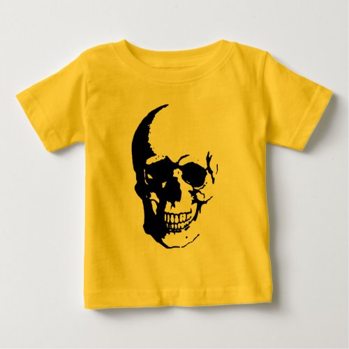 Skull _ Black  White Metal Fantasy Art Baby T_Shirt