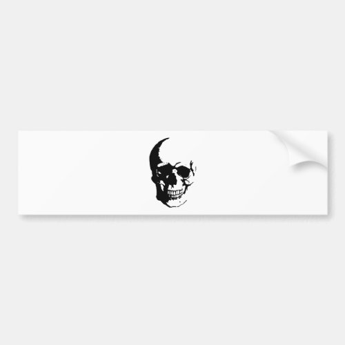 Skull _ Black  White Metal Fantasy Art Bumper Sticker