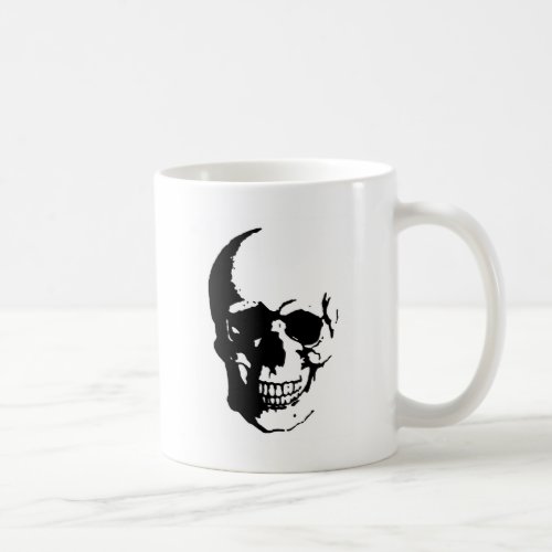 Skull _ Black  White Metal Fantasy Art Coffee Mug