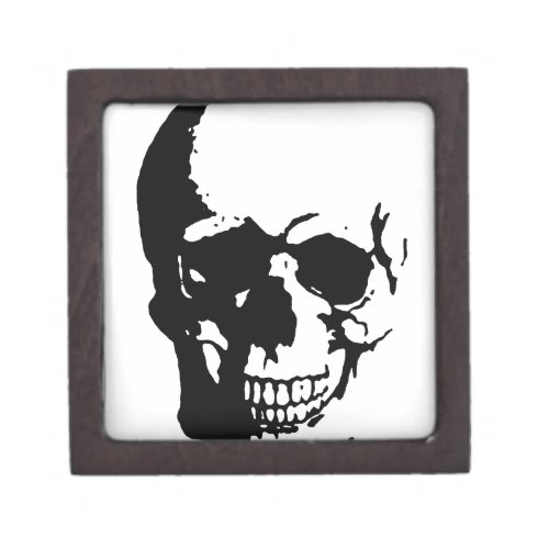 Skull _ Black  White Metal Fantasy Art Jewelry Box