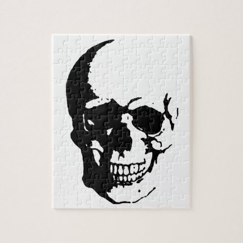 Skull _ Black  White Metal Fantasy Art Jigsaw Puzzle