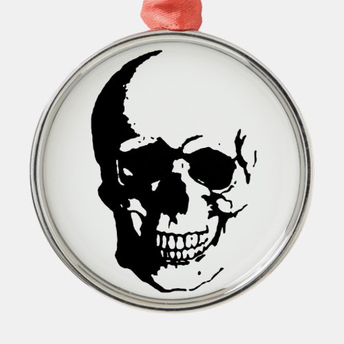 Skull _ Black  White Metal Fantasy Art Metal Ornament
