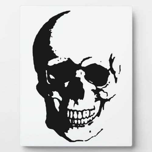 Skull _ Black  White Metal Fantasy Art Plaque