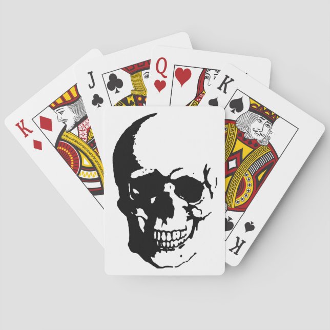 Skull - Black & White Metal Fantasy Art Poker Cards (Back)