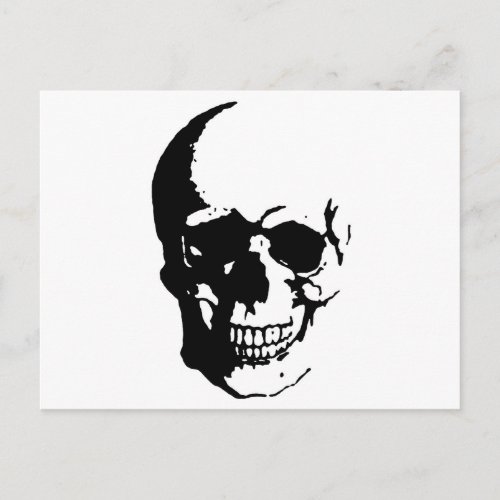 Skull _ Black  White Metal Fantasy Art Postcard