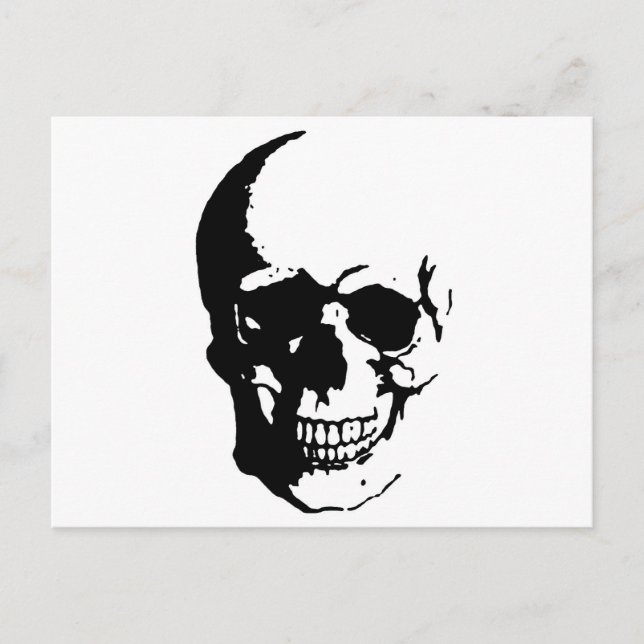 Skull - Black & White Metal Fantasy Art Postcard (Front)