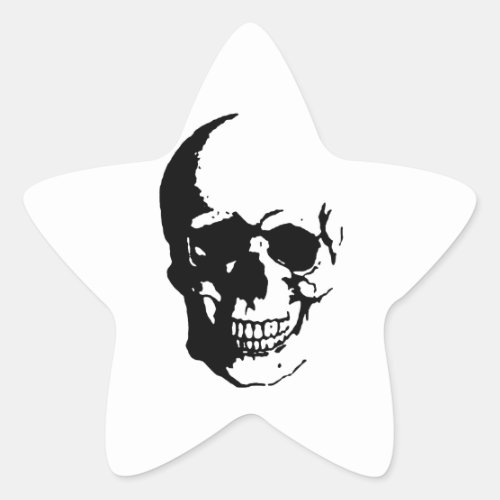 Skull _ Black  White Metal Fantasy Art Star Sticker