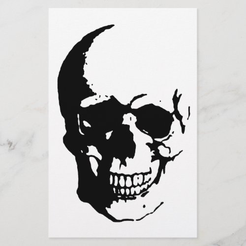 Skull _ Black  White Metal Fantasy Art Stationery