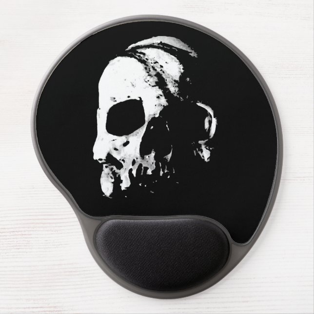 Skull Black White Metal Rock Fantasy Pop Art Gel Mouse Pad (Front)