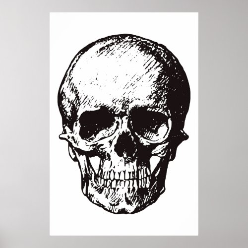Skull Black White Pop Art Fantasy Art Heavy Metal Poster